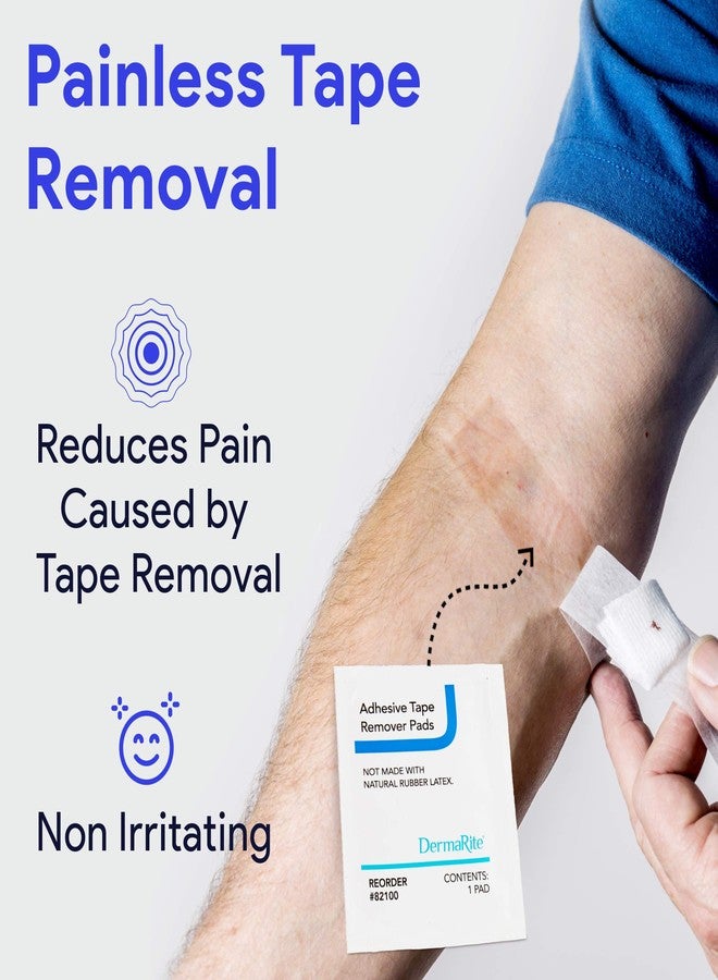 DermaRite Adhesive Tape Remover Pads - 200 Pack- Individually Wrapped Sterile Wipes - Removes Medical Adhesive Tape and Residue from Skin - Non Irritating - Latex Free - 100 Per Box - Image 2